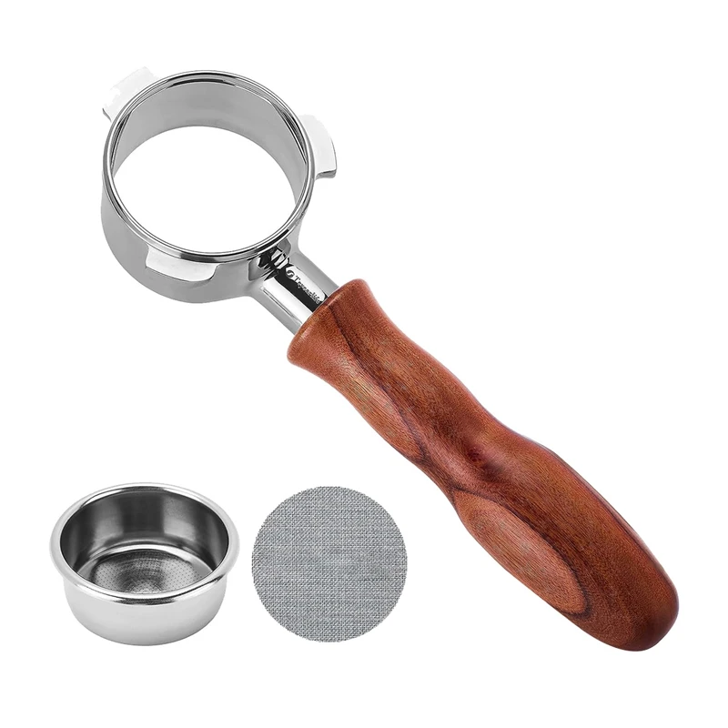 استبدال Portafilter بدون القاع لportafilter ، مصنوع من الفولاذ المقاوم للصدأ والخشب الصلب ، 54 مللي متر