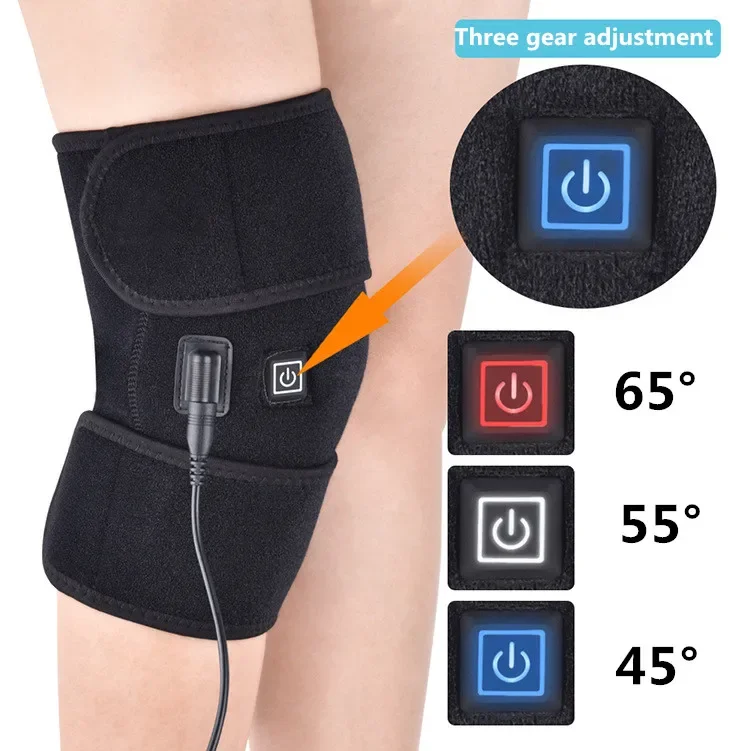 USB Heated Knee Pad Brace Wrap Rechargeable Heating Pad Kneepad Therapy Wrap Arthritis Pain Relief Brace Electric Massager