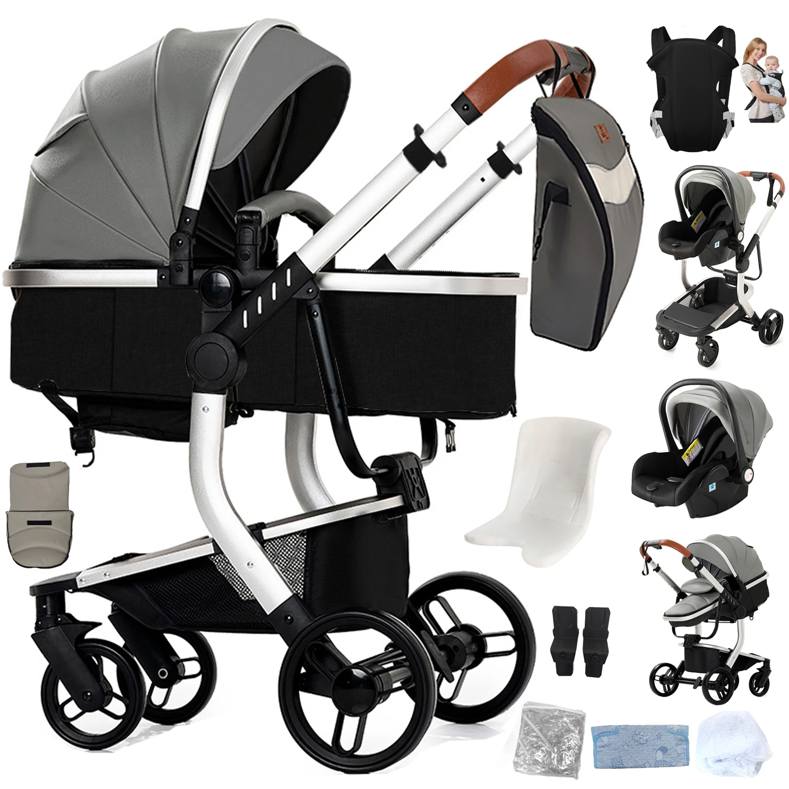 Luxe Kinderwagen 3-in-1 Baby-auto voor Kinderwagen Lichtgewicht Kinderwagen pasgeborenen kinderwagens kinderwagens Baby-autostoeltje baby buggy