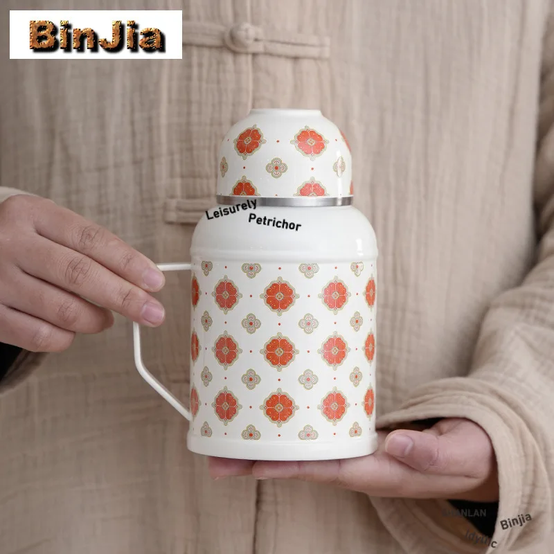 

470ml Everything Goes Well Small Thermos Flask Thermo Jug Ceramic Tea Tumbler Tea Set Office Tea Infuser Pot Drinking Water Mug