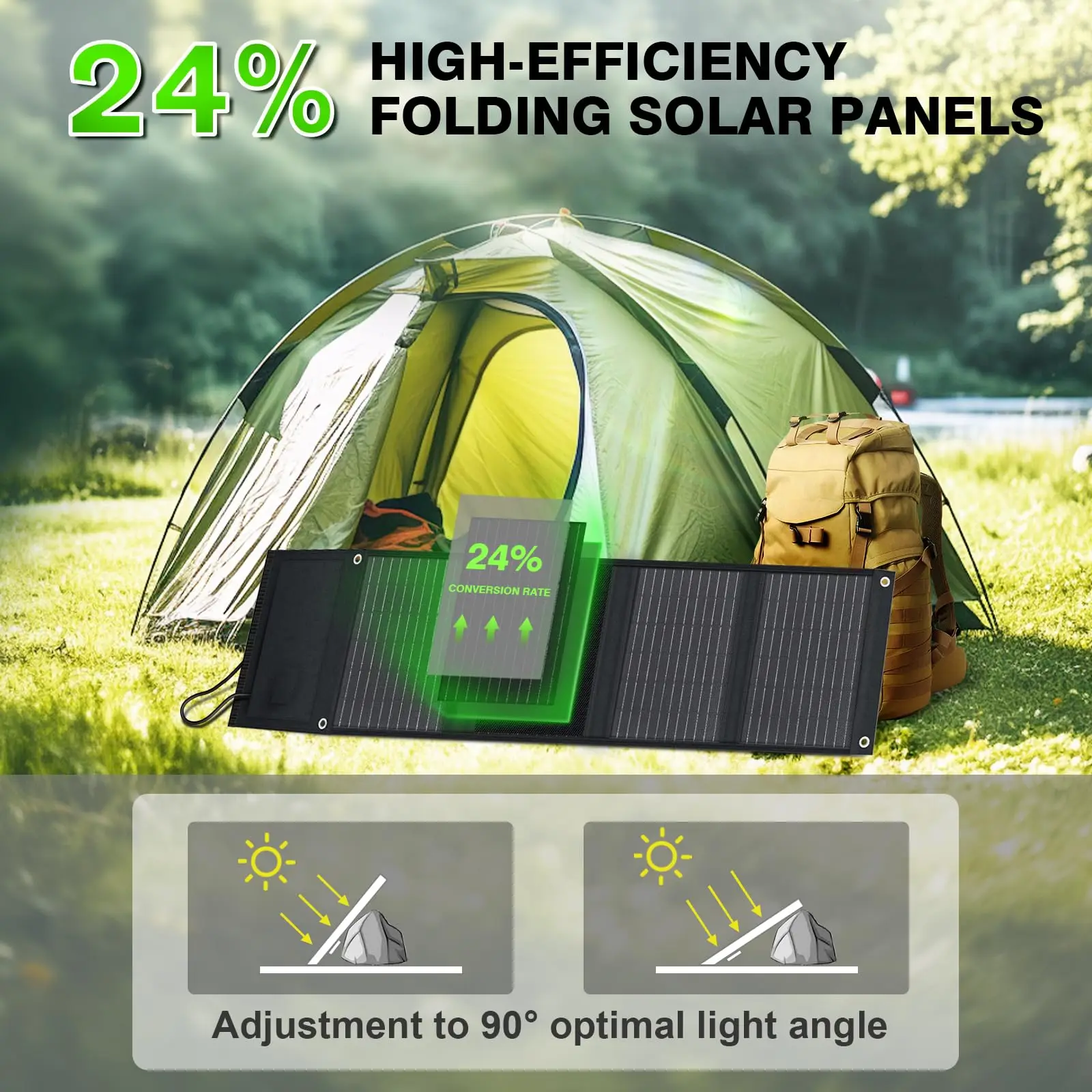 

WERCHTAY 40W 30W 20W Foldable Solar Panel IP67 Waterproof Portable Solar Charger 3 Output Ports for Camping Hiking RV Outdoor