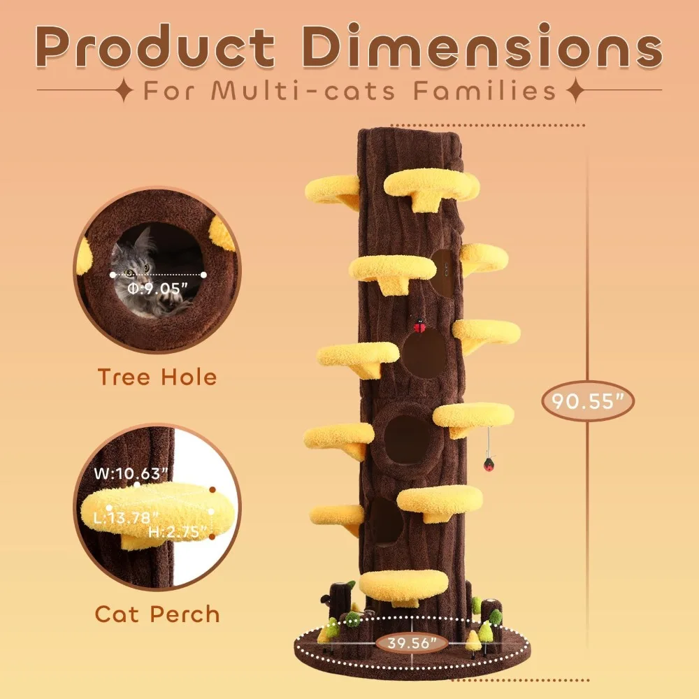 0.5-inch luxury indoor tree, multi solid wood cat apartment, multi story cat tower, high cat mat with scratch column