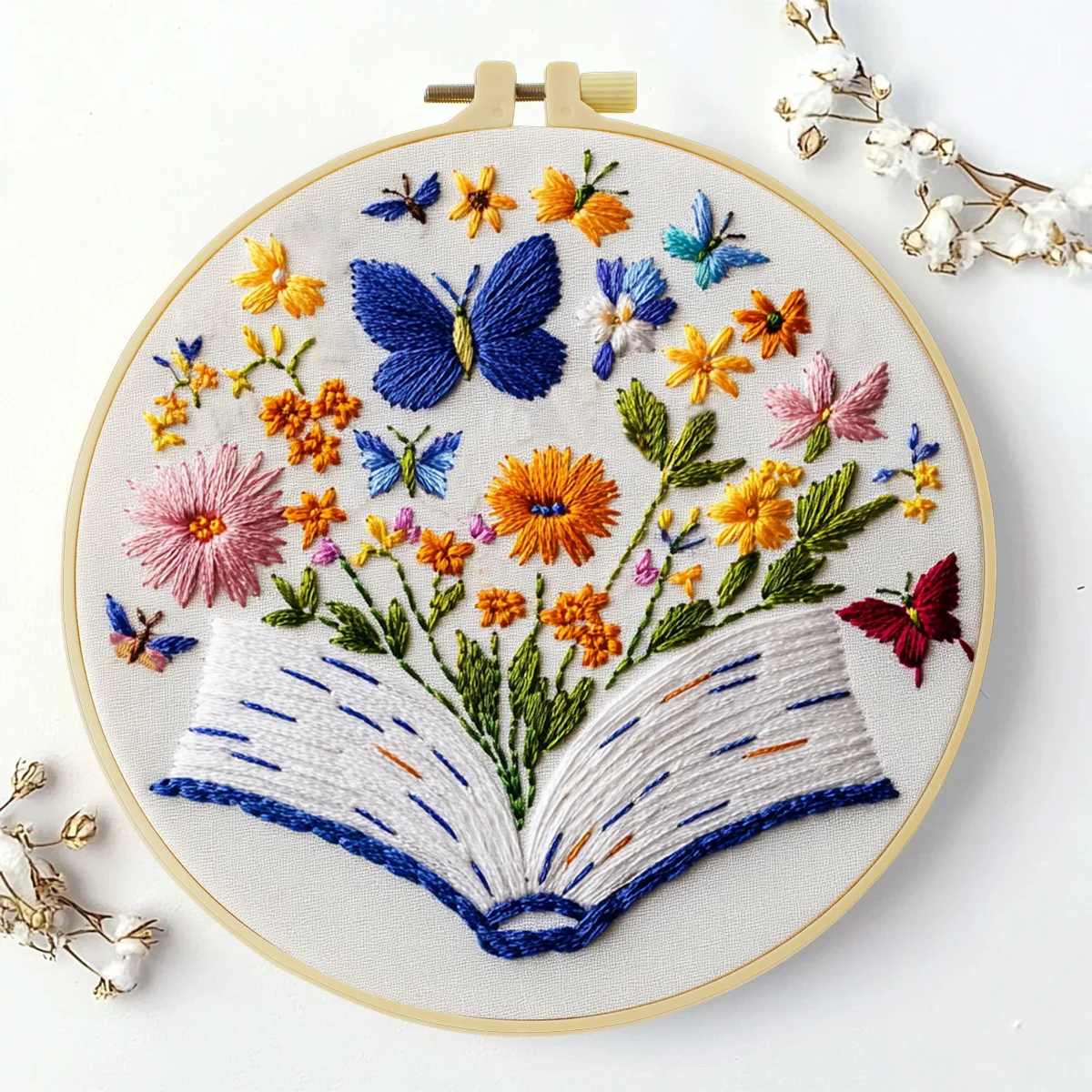 1 Stück 20X20CM/15X15CM 7,87/6,3 Zoll Blumen- und Schmetterlings-Stickerei-Starter-Kit DIY-Kit DIY-Stickerei-Set Handarbeiten – Detail 3