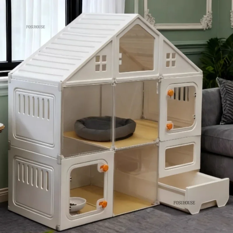 

Indoor Household Cat Cages Large Cat Villa with Integrated Litter Box Spacious Pet House Simple Small Cat Cabinet Pet Products N