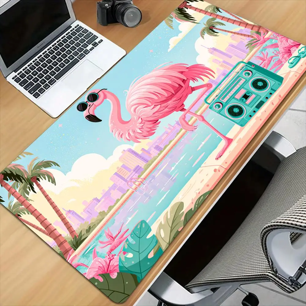 Radio and flamingos Mouse Pad Desk Mat Large Computer Office Carpet XXL Mousepad Gamer Gaming PC Accessories Keyboard Rug