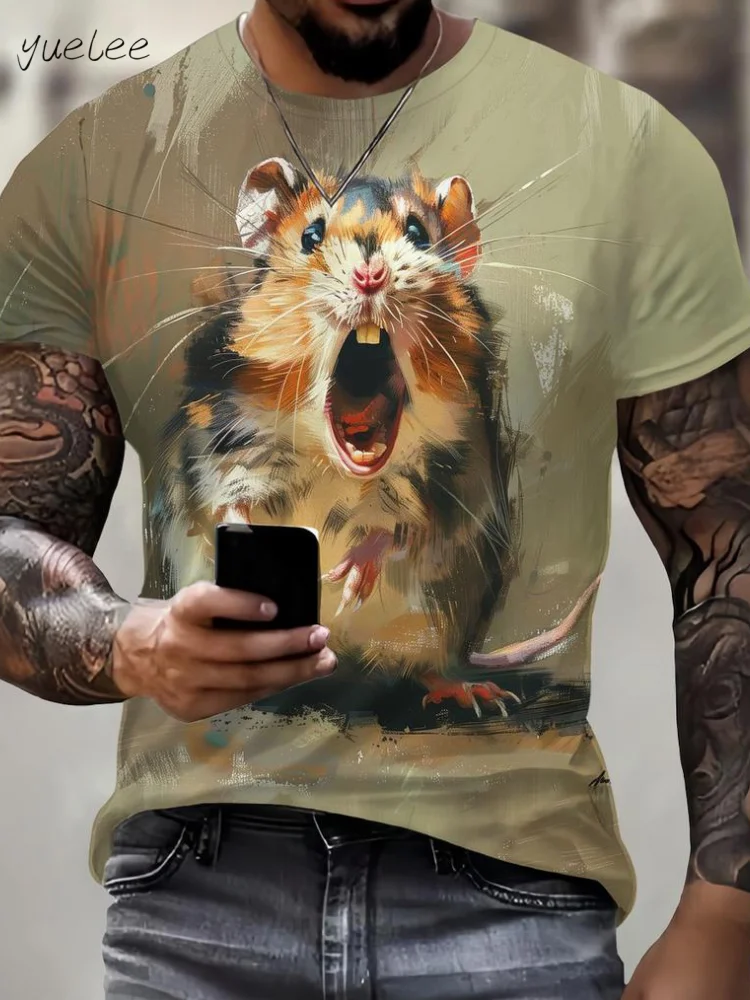 

Men's T-Shirt Cute Animal Cartoon Summer Outdoor Men's Short Sleeved Tee New Trend Men's Clothing Fashion Breathable Men's Tops