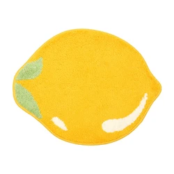 Lemon Bath Mat Cute Non-Slip Fruit Rug Kitchen Mat Yellow Lemon Bathroom Decor Fun Kids Rug, Machine Washable Durable