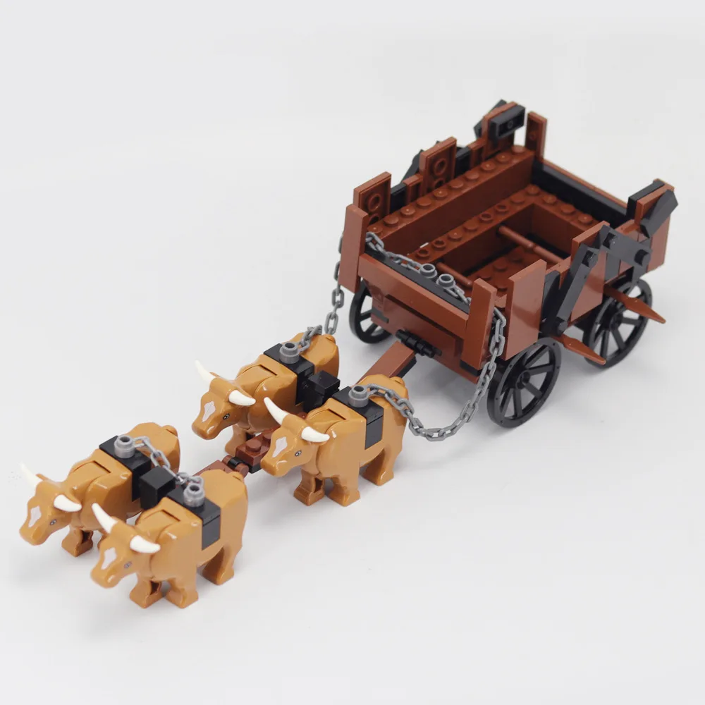 MOC Medieval Rome Bulls Chariots Cattle Castles Figures Roman Soldiers Military Buildings Blocks Educational Toys For Kids Gifts