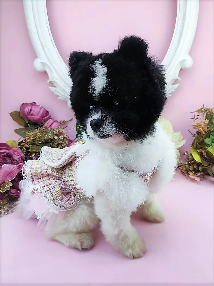 Handmade Dog Clothes Pet Supplies Imitation Rabit Hair Collar Coat Dress Rich Young Lady Style Unique Apparel Festival Party