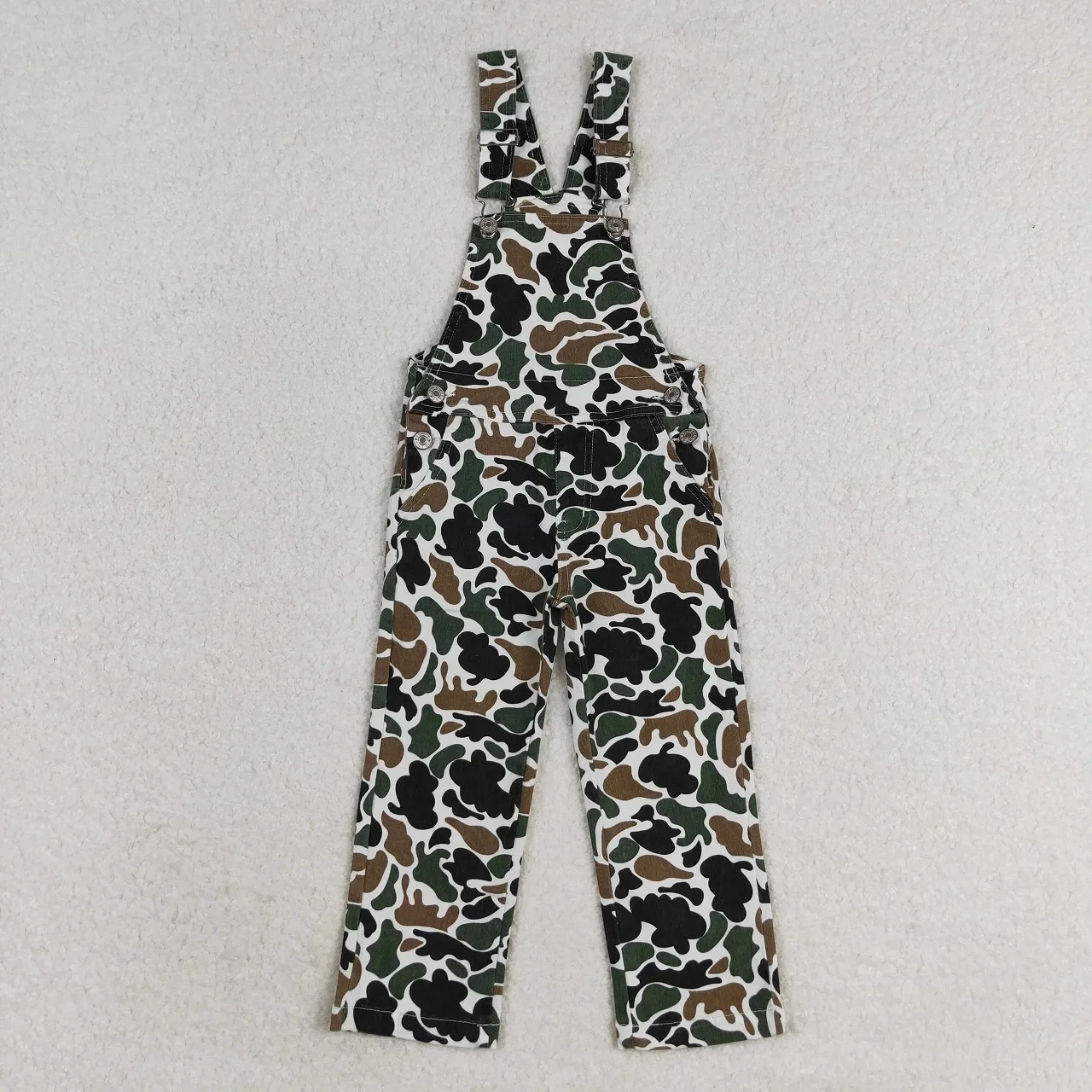 

Wholesale Baby Boy Girl Denim Overalls Pocket Bottom Kids Camo Clothing Children Toddler Flared Ripped Pants One Piece Jeans
