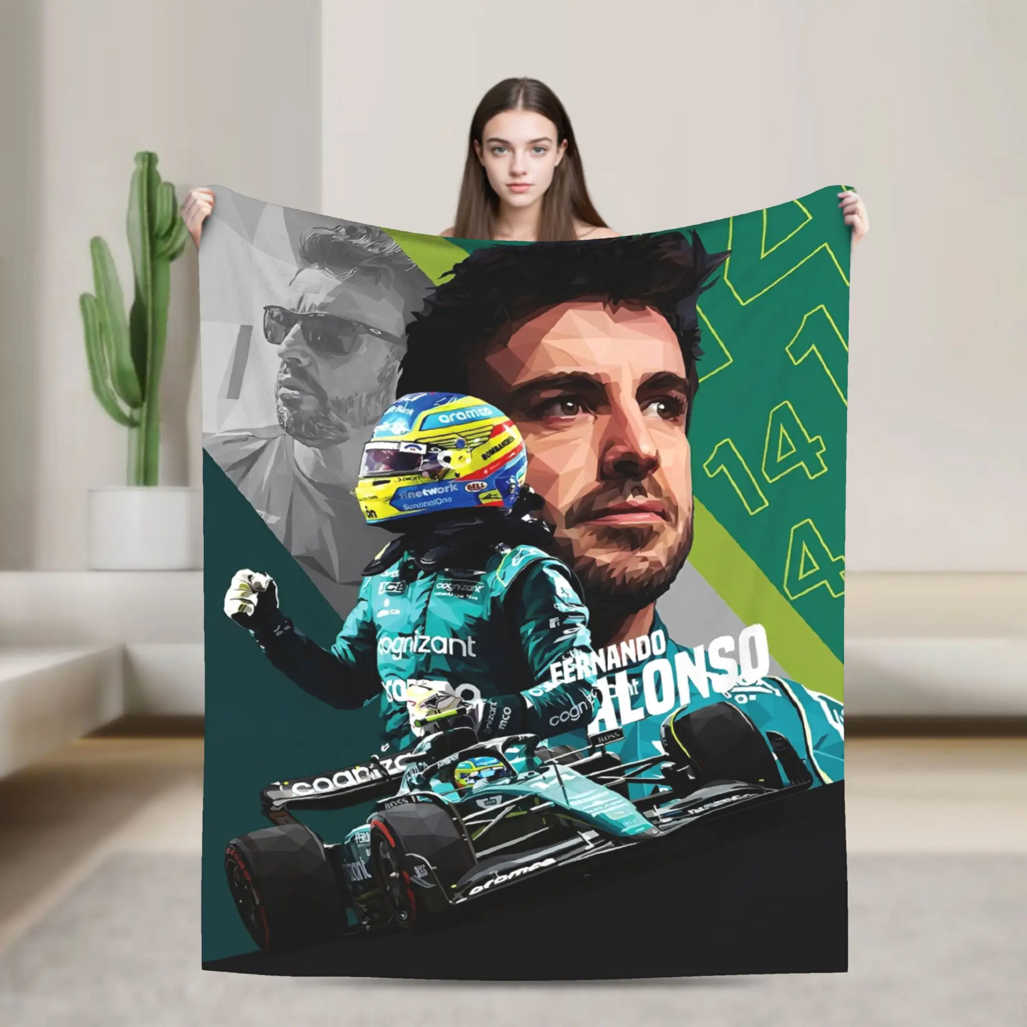 Fernando Alonso Racing Blankets Flannel  Winter   Multifunction Soft Throw Blankets for Sofa Couch Quilt
