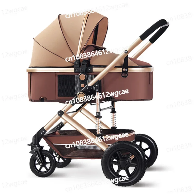 Dual directional high lateral shock-absorbing four-wheel handcart, lightweight and foldable baby stroller