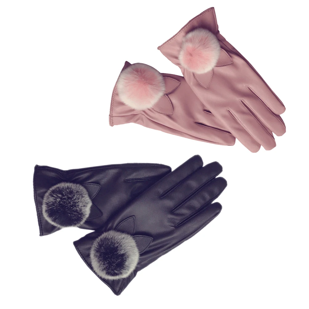

2pcs Thick Winter Warm Keep Gloves Women Elastic Lovely Anti Wear Thermal Touchscreen Cycling Student Outdoor Sport