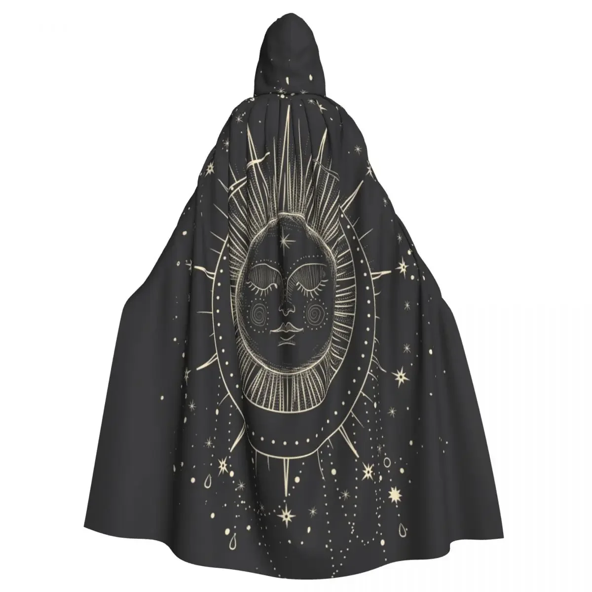 Adult  Cape Hooded Vintage Moon Light Medieval Costume Witch Wicca Vampire Carnival Party