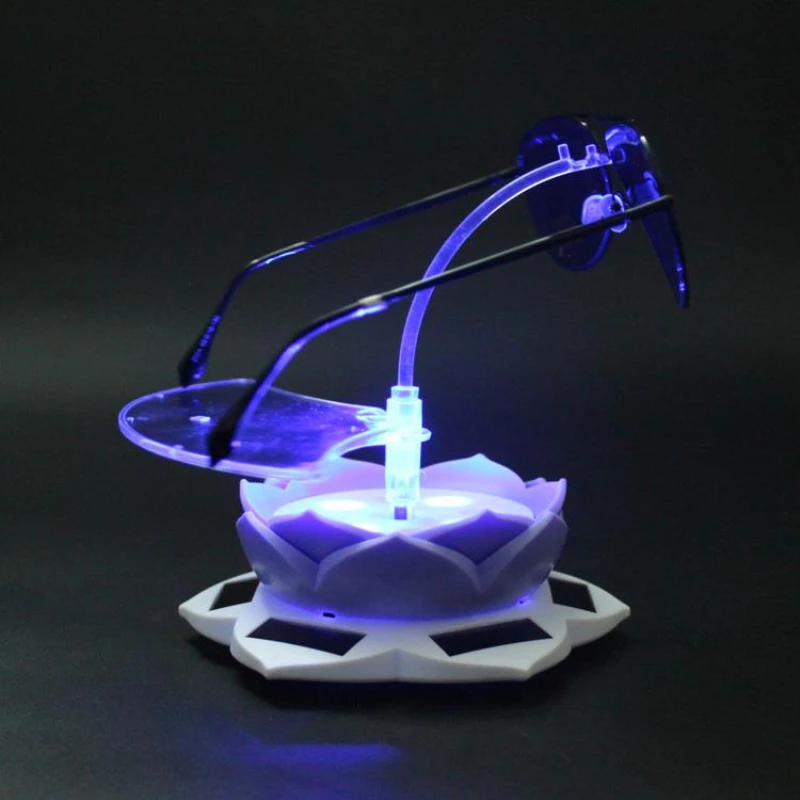 Solar Powered Rotating Sunglasses Display Stand Eye Glasses Show Holder Rack Turntable Jewelry Spinning Tray