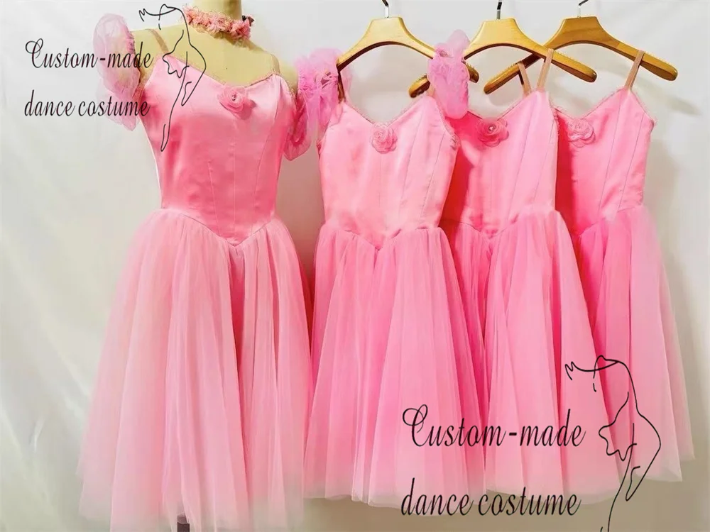 Jupe de ballet féerique quatre danses, jupe longue bouffante rose personnalisée privée en fil