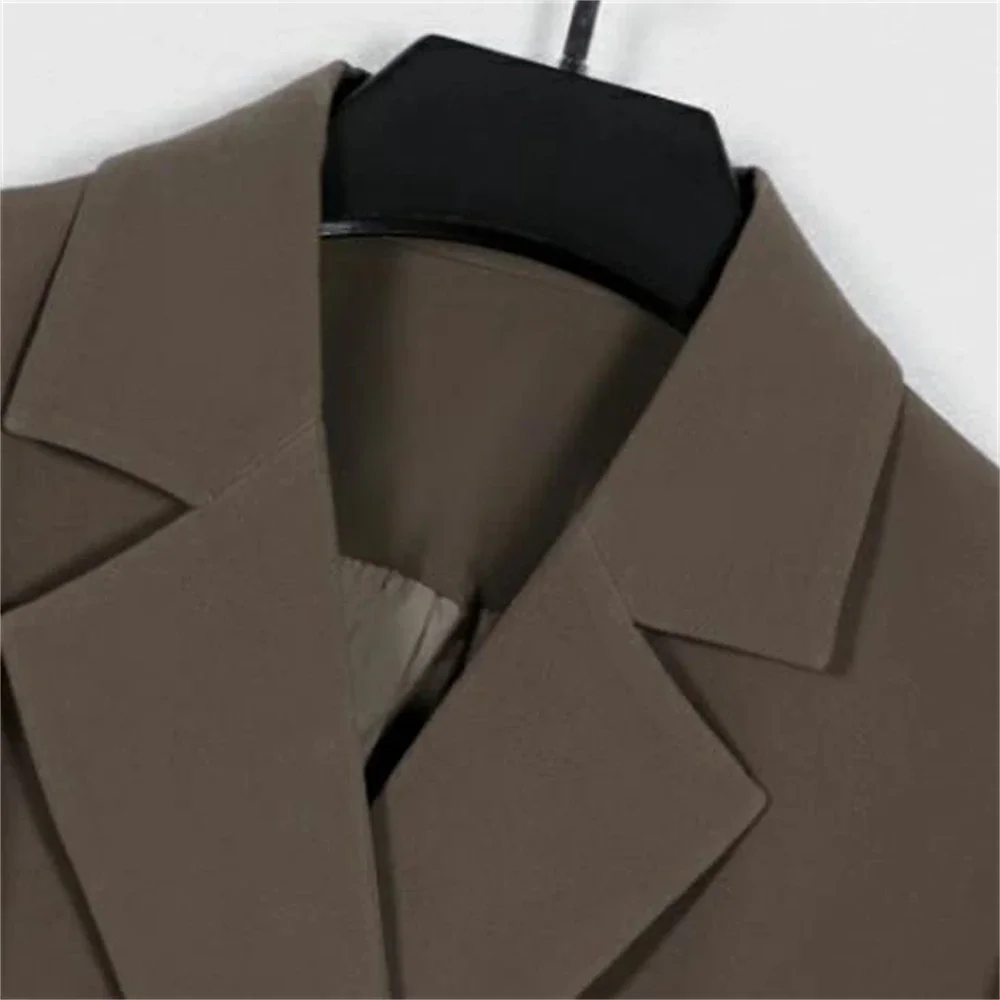 2024 Pleated Long Sleeve Midi Sundress Fashion Solid Suit Collar Office Vestidos Elegant Belted Ruffled Shirt Dress Women