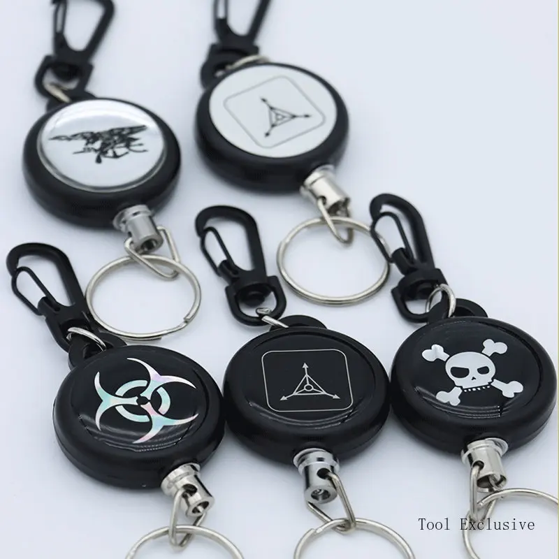 1/2/4PCS Key Chain 60/70cm Retractable Keyring Metal Wire Keychain Clip Pull Recoil Sporty Outdoor Camping Metal Pull Key Rings
