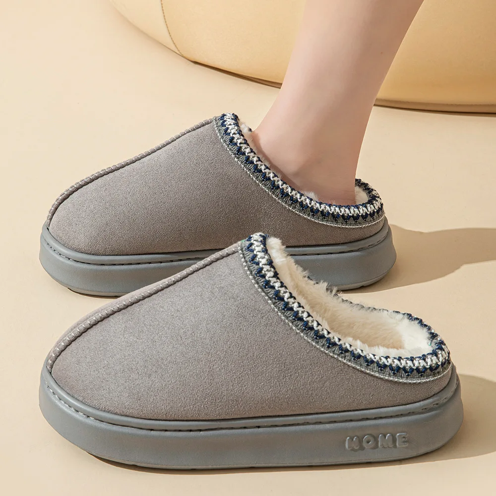 Winter Men's Slippers Indoor Bedroom Breathable Warm Snow Boots Women Outdoor Soft Sole Anti-slip Home Cotton Shoes Couple