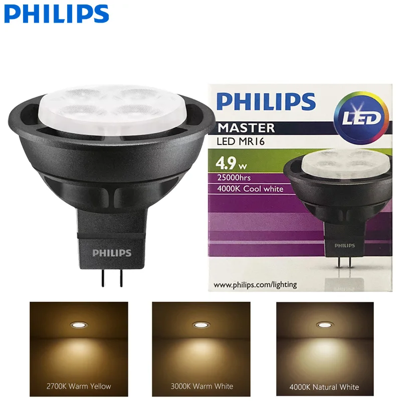 مصباح فيليبس ماستر LED MR16 4.9 وات (50 وات) سبوت لايت 12 فولت GU5.3 12 فولت عاكس 24 ° 36 ° زاوية الشعاع 2700K 3000K 4000K أبيض CRI90 #1