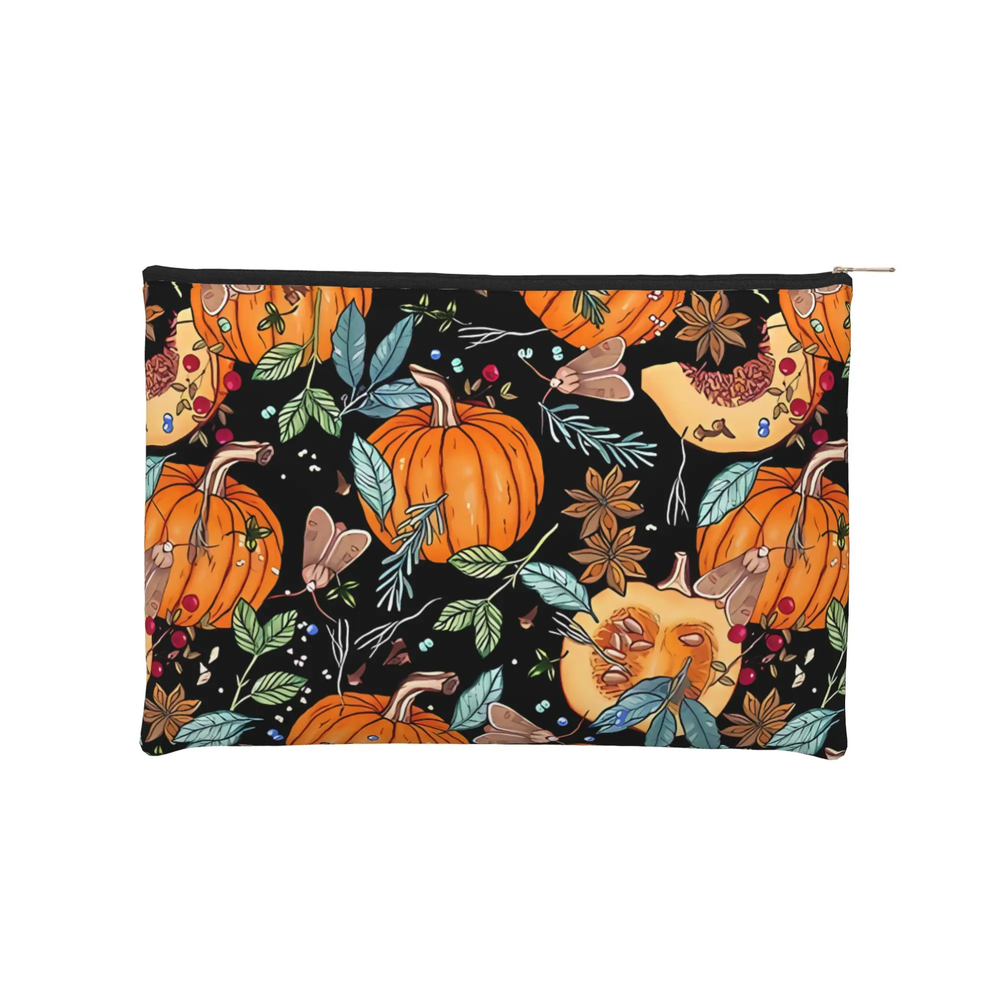 Stylish Cute pouch Magic Autumn Pumpkins Makeup Bag  Toiletry Bag with Zipper