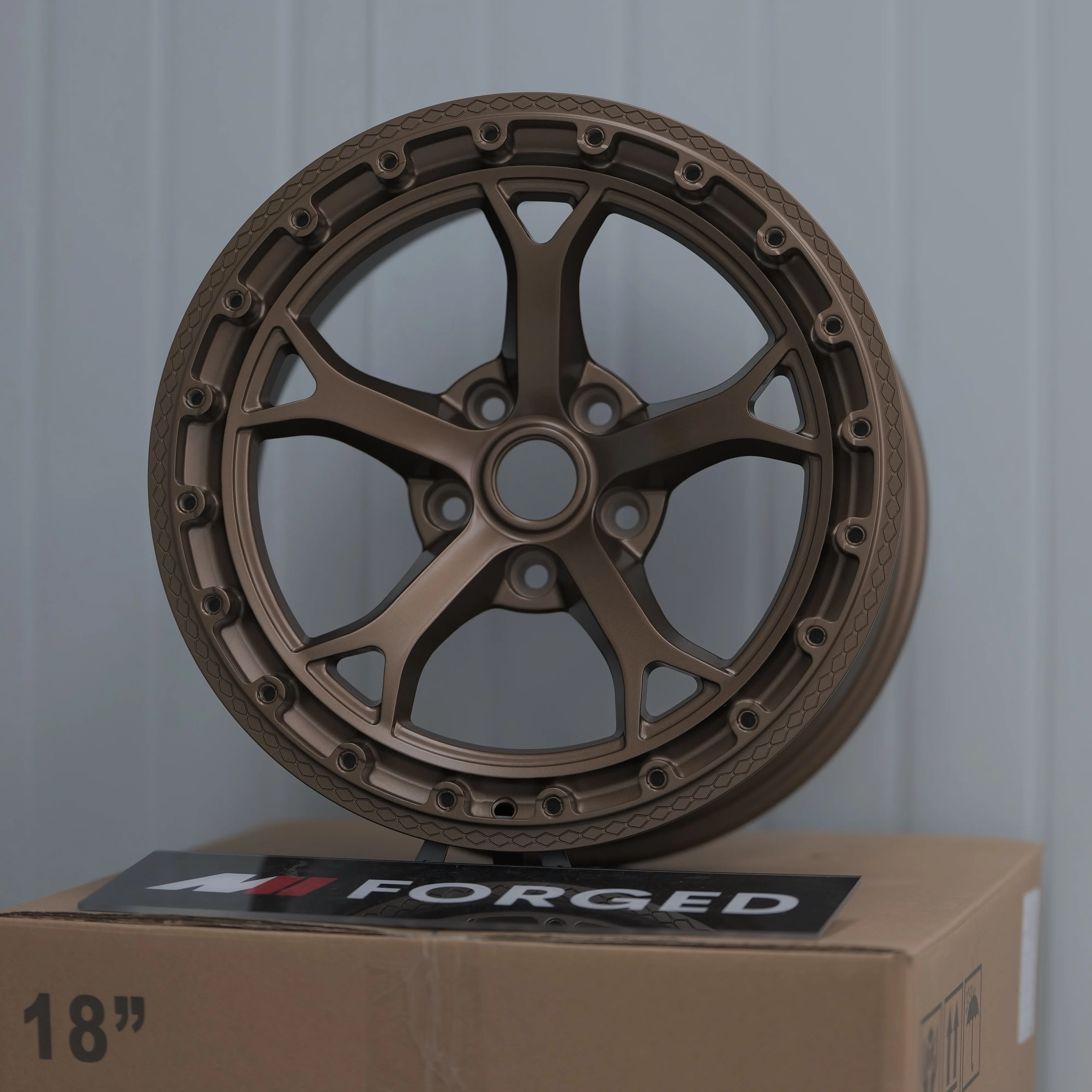 MN Forged Custom Five Spoke Nismo V1 Bronze Beadlock Wheels for Nissan GTR 350z 370z G37 Q50 5x114.3