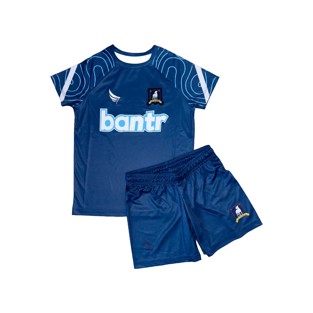 Kids AFC Soccer Kit,Ted Lasso Bantr Print Dark Blue Short Sleeve Football Jersey&Shorts,Boy Quick‑Dry Sport Training Uniform Set