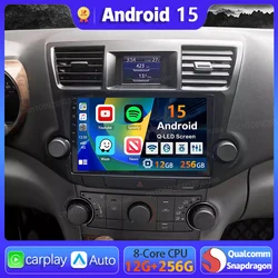Android 15 Car Radio For Toyota Highlander 2009 2010 - 2014 Carplay Auto GPS BT Navigation DSP 360 Camera DVD Video 2 Din Stereo