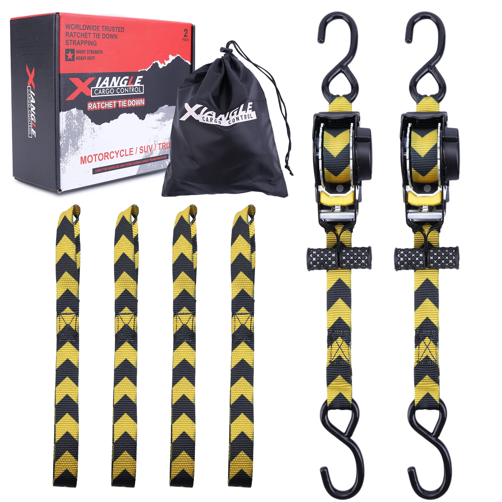 

2Pcs Retractable Ratchet Straps Heavy Duty Auto Self Retracting Tie Down Straps Tenisoner Belts S-hook for Truck Cargo Trailer