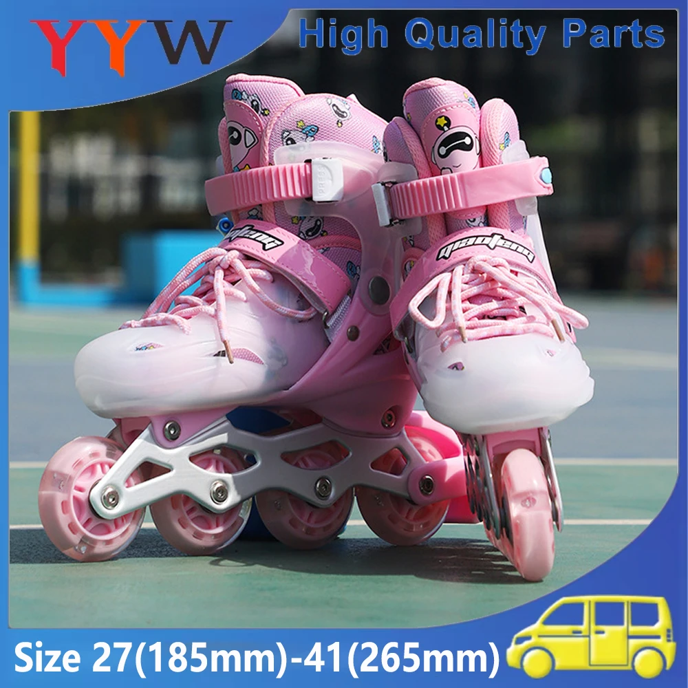 

Регулируемые роликовые коньки, размер 27–41, 4-колесные коньки для мальчиков и девочек, комплект из шлема, локтей и наколенников, кроссовки для катания на коньках