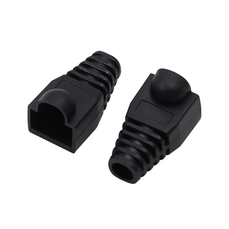 Best Selling 50Pcs/Lot Black Sleeve Boot Cap Plug Head For RJ45 Cat5/6 Cable Connector Modular Network Cable Case NEWEST