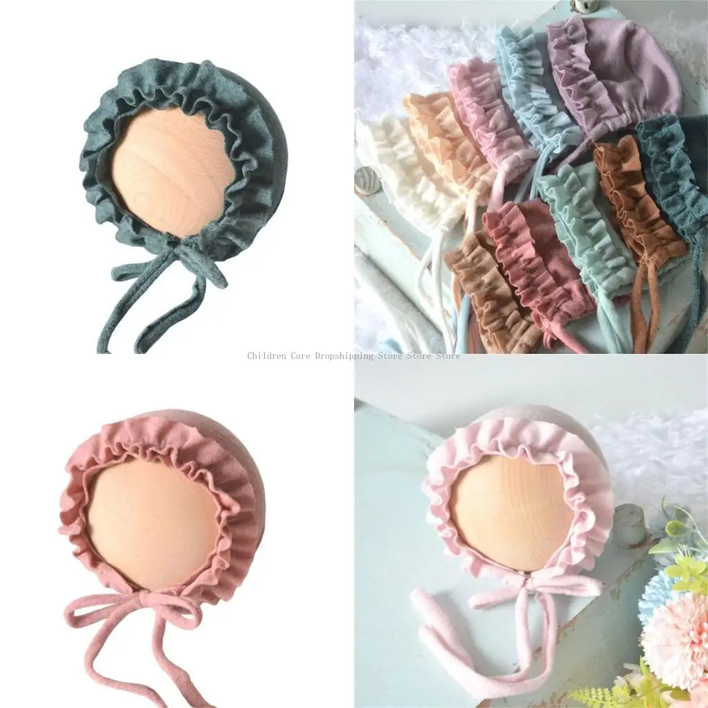 

Новорожденные фотосъемка Soft Spandex детская плиссированная кружевная шляпа для веревки для удобных детских фотосессий дизайн