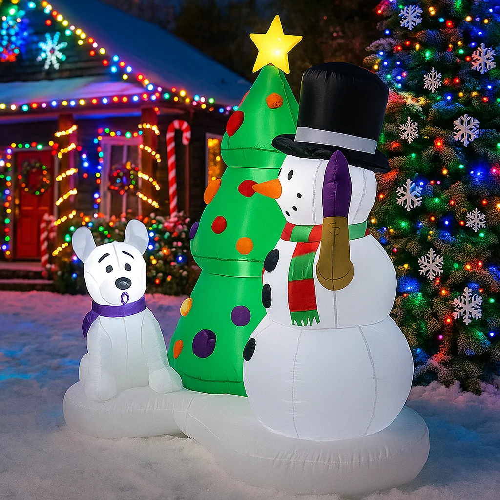 1,8 м/5,9 фута надувная рождественская елка, снеговик, щенок, светодиодные украшения для дома, игрушки, двор, рождественские праздничные принадлежности, уличный декор