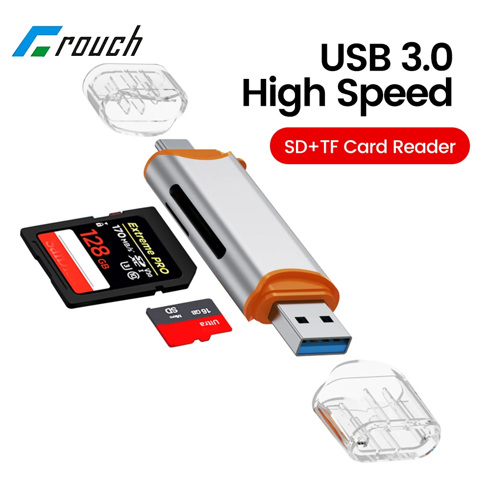 2-in-1 USB C Card Reader USB 3.0 High Speed Data Transfer Card Reader Micro SD TF Memory Cardreader for PC Laptop Accessories