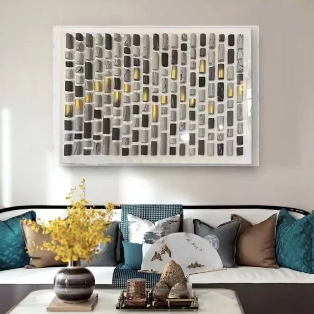 Light soft pottery high-end light luxury entrance decorative painting three-dimensional installation painting