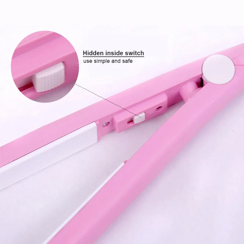 Candy Color Mini Portable Hair Flat Iron Cute Travel PTC Fast Heating Hair Care Clip Kit Small Pocket Hair Curler Straightener - Image 4
