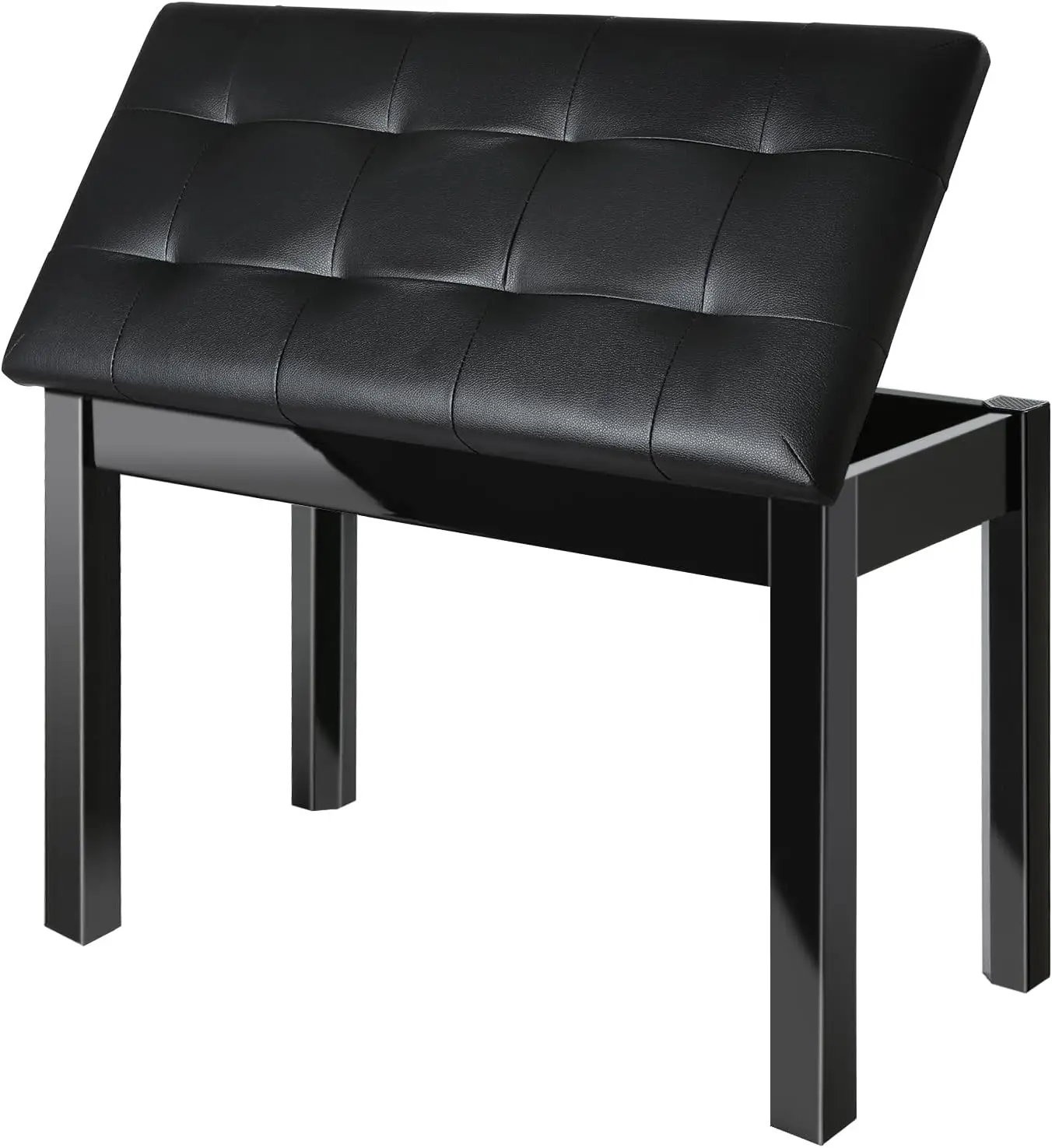 

Wooden Duet Piano Bench with Padded Cushion and Storage for Music Books, 29.13''x12.99''x18.11'', Black