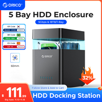 ORICO DS Series 5 Bay 3.5 inch USB Hard Drive Enclosure Magnetic-type SATA to USB3.0/Type-C HDD Case for Altcoins Mining