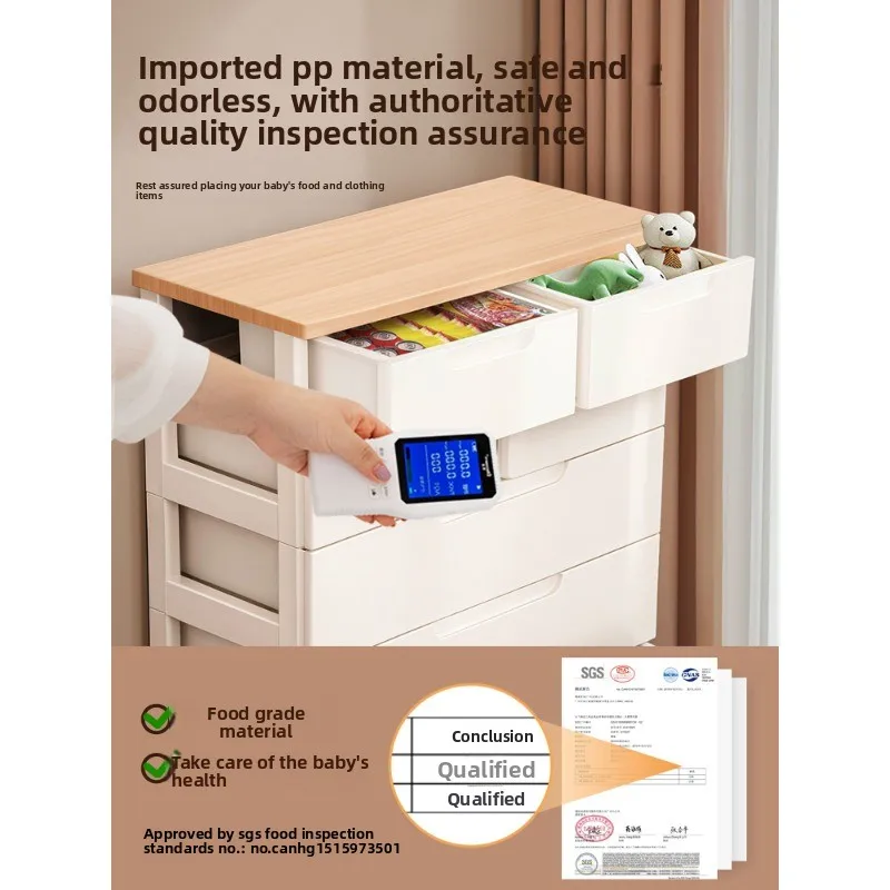 Drawer storage cabinet, five-bucket cabinet, bedside cabinet, plastic storage, household thickened simple wardrobe