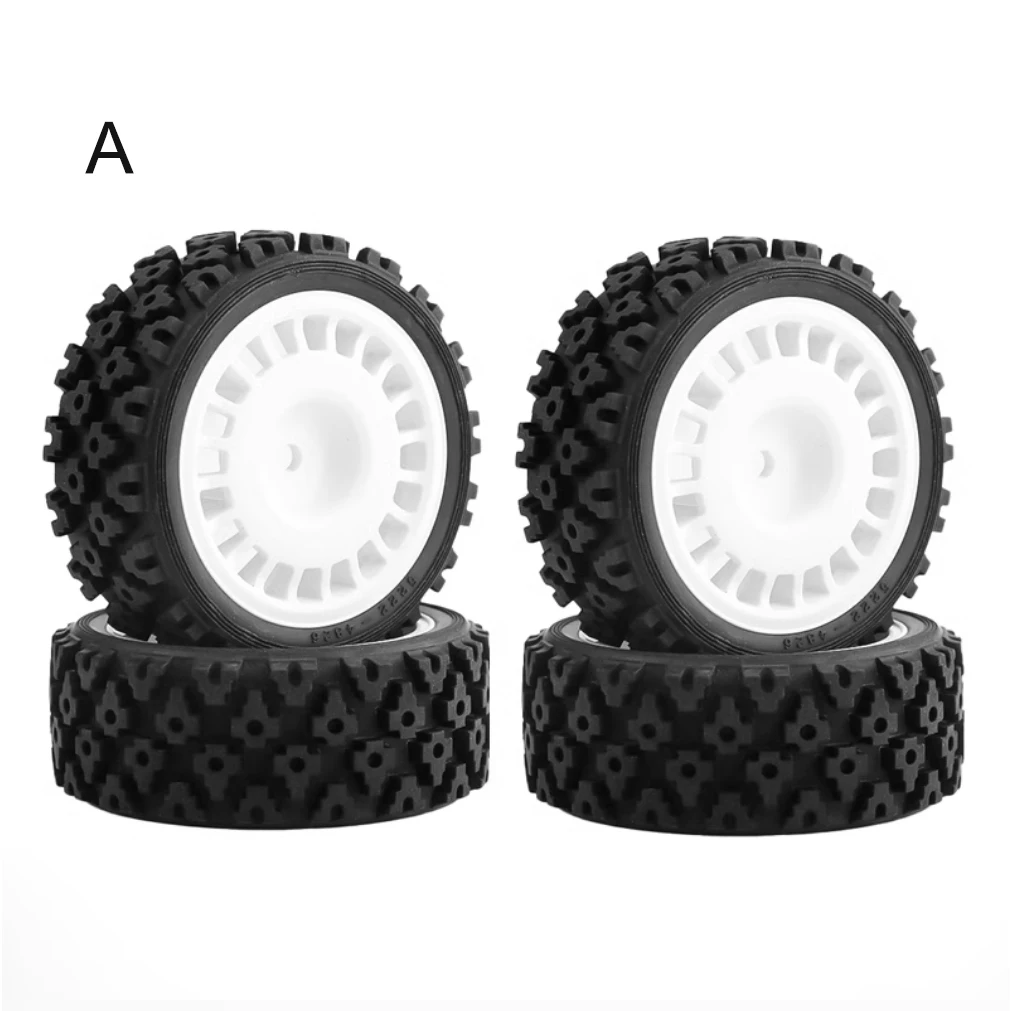4-Piece Rubber Tire and Wheel Hub Set Suitable for Tamiya Xv-01/Ta06/Tt-01/Tt-02/Ptg-2 and Other 1/10 Scale Remote Control Cars, Upgrade Modification Parts