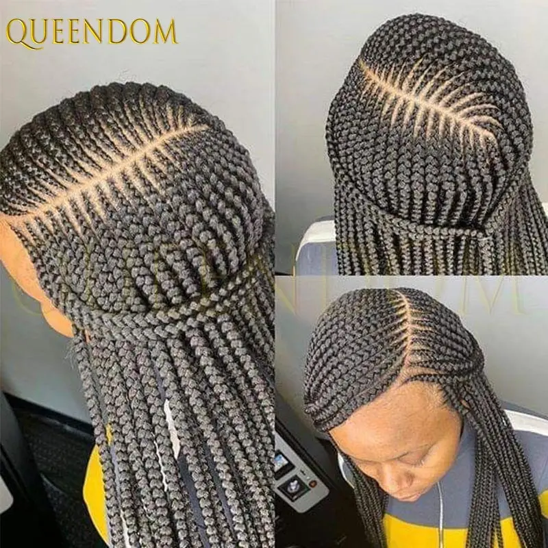 วิกผมถักเปียแบบเต็มศีรษะสำหรับผู้หญิง, ผมสังเคราะห์สีเบอร์กันดีแบบ Goddess Box Braids, ผมปลอมสีบลอนด์แบบ Faux Locs พร้อมผมเบบี้แฮร์, 36 นิ้ว