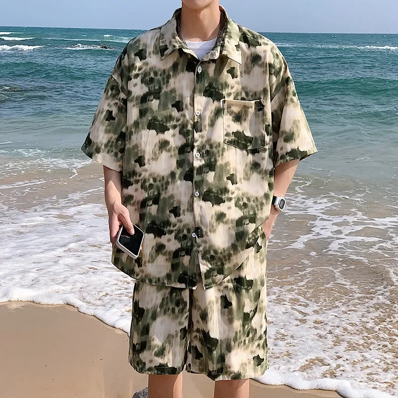 Summer Men's Sets Two-Piece Shirt and Shorts Hawaiian Beach Tracksuit Casual Oversized Outfits Short Suit Holiday Clothing Sets