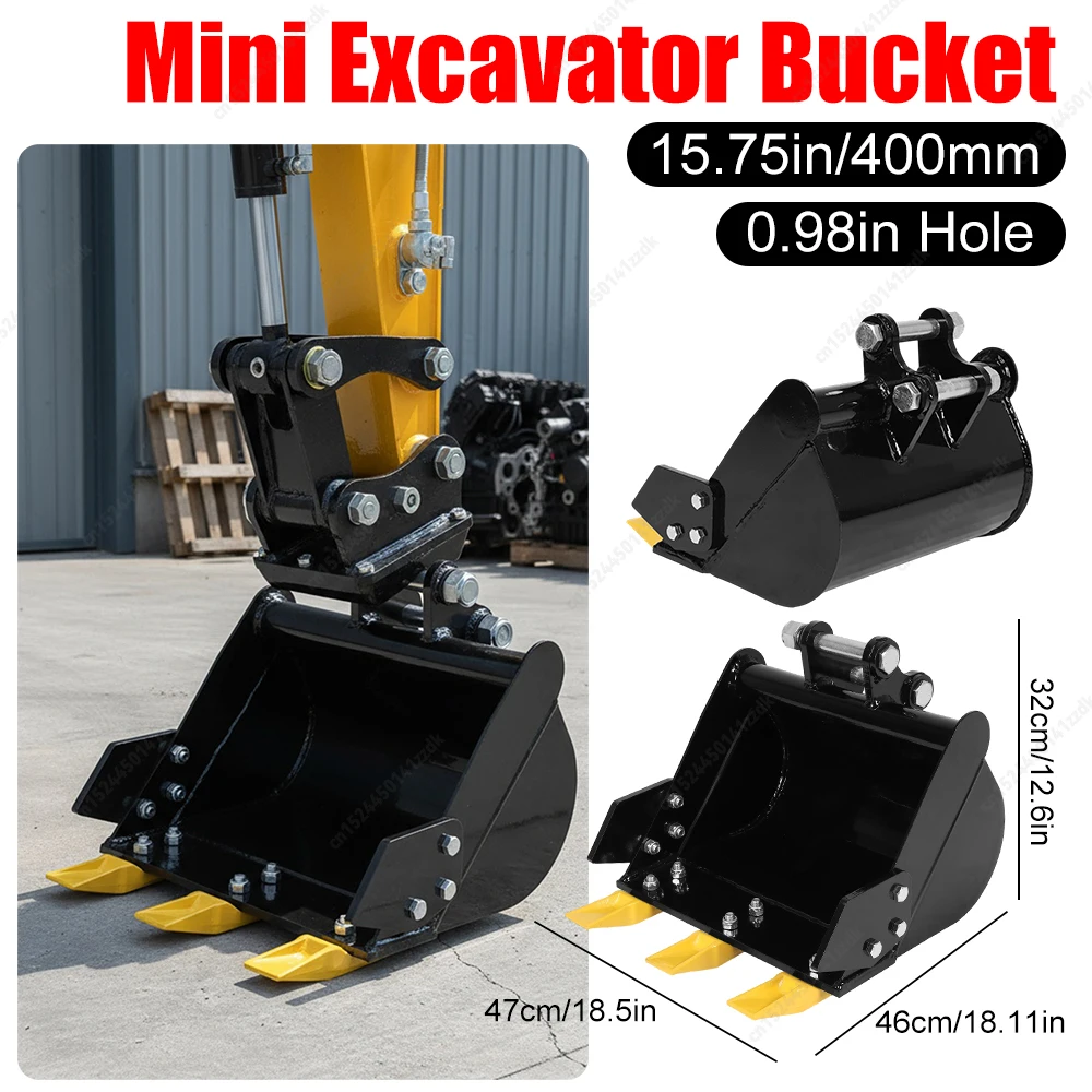 

Digging Bucket Attachments Compatible with 0.8-1.8 Tons Mini Excavator 400mm Trench Buckets with 3 Metal Teeth Civil engineering