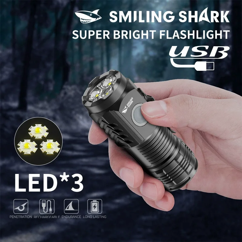 

Three eyed Small Steel Cannon Flashlight Strong Light Rechargeable Ultra Bright Portable Outdoor Lighting Mini Hat Clip Light