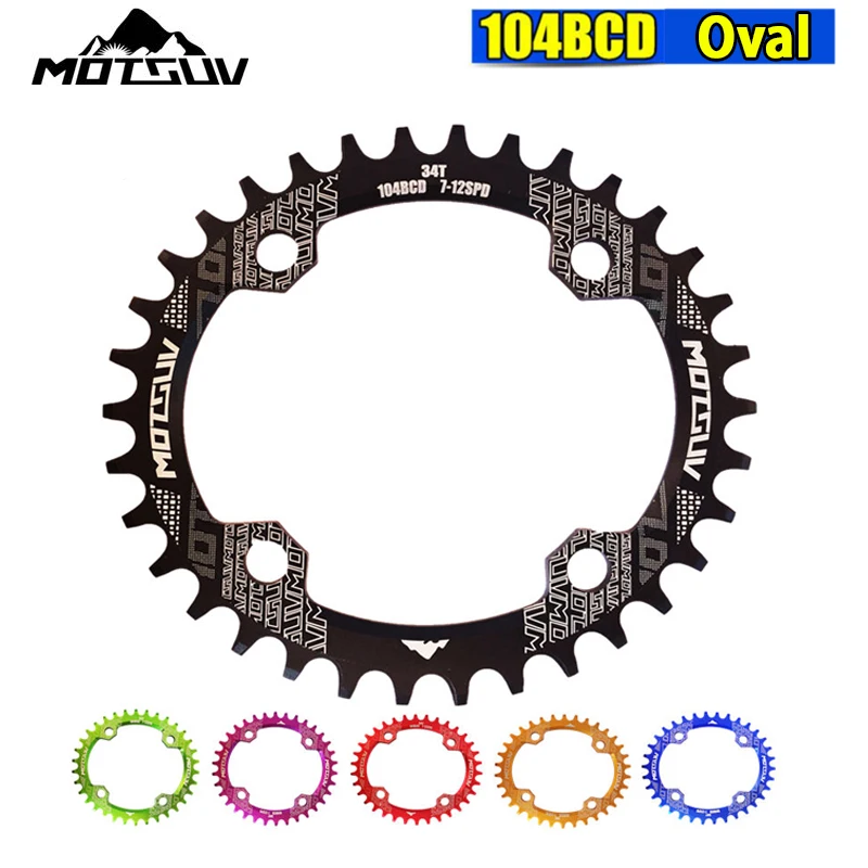 MOTSUV 104BCD Oval MTB Bicycle Chainring Narrow Wide Mountain Bikes 32T 34T 36T 38T Crankset Single Tooth Plate Parts 104 BCD