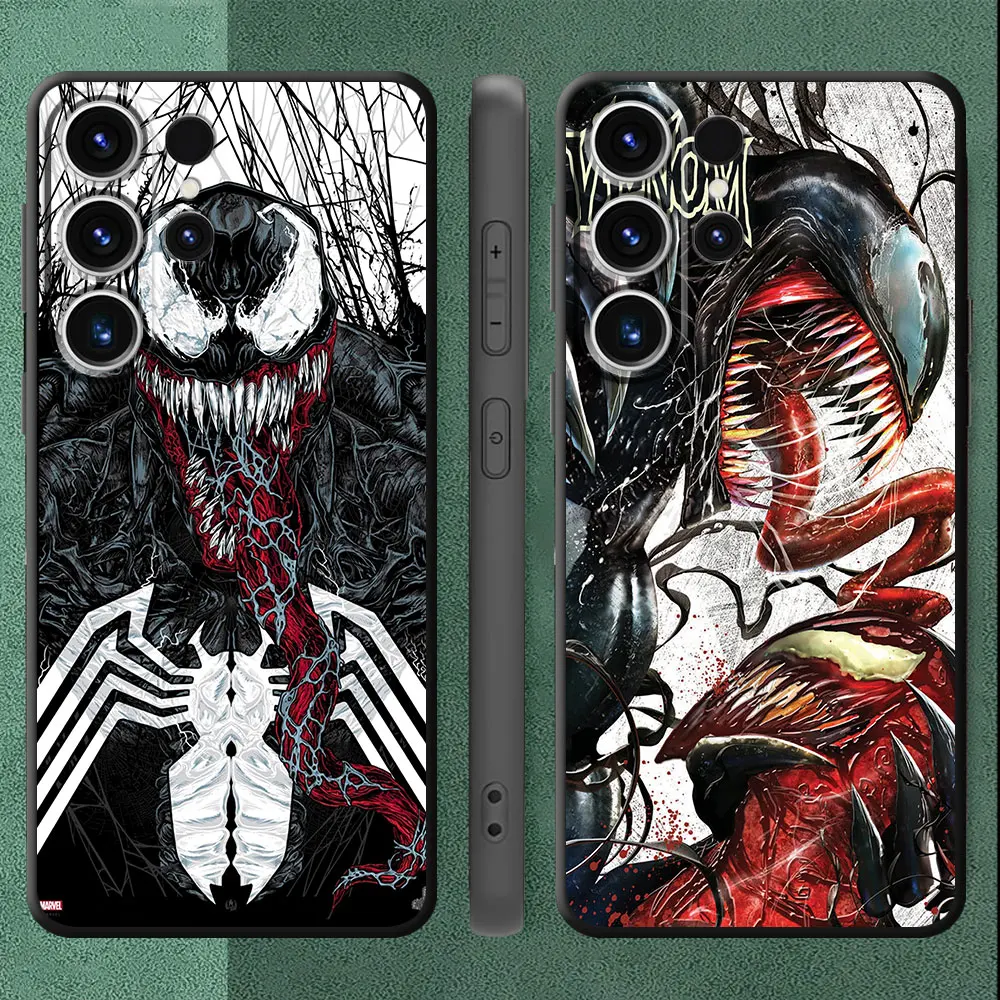 Cover Case for Samsung Galaxy S21 FE S20 S21 5G S22 Plus S23 Ultra S24 Ultra S23 FE S24 Black Soft Armor Funda Marvel Venom