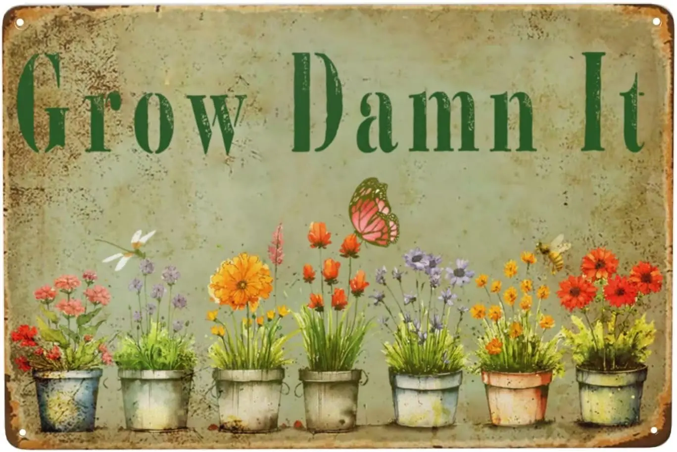 ZHIQUN Plant Growth Humor Metal Plaque 8X12IN - 
