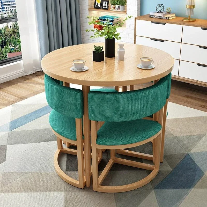 Mobile Dining Tables Set Kitchen 4 Chairs Newclassic Wood Makeup Table Small Apartment Muebles De Cocina Furniture