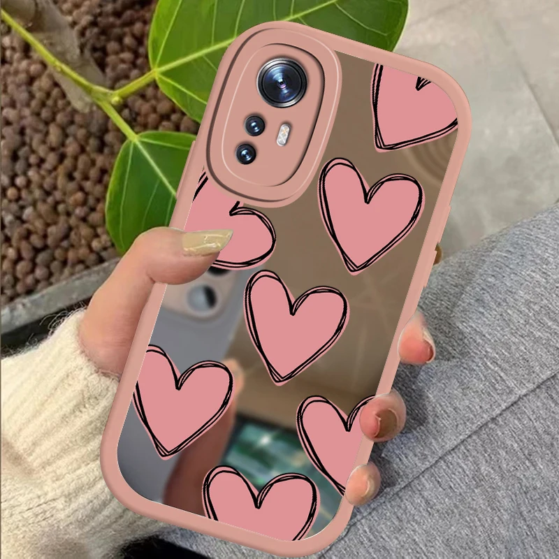 For Xiaomi Mi 12S 12X 12 Lite 12 Pro Glossy Love Heart Mirror Phone Case For Xiaomi Mi 10T 11 Lite 5G NE Soft Silicone Cover