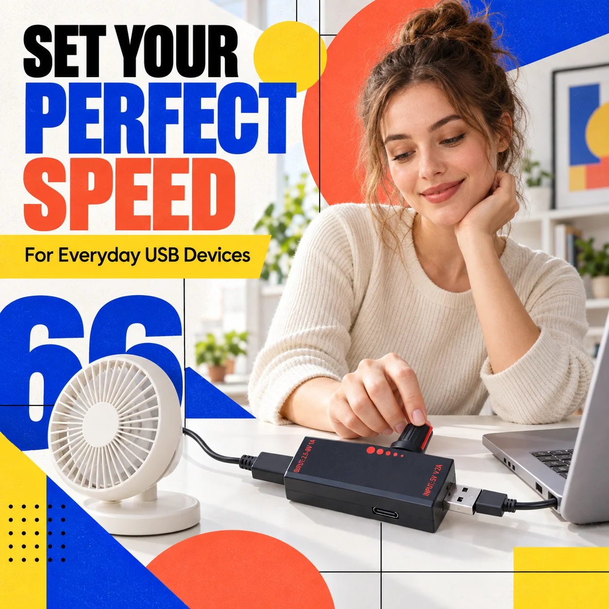 5W DC5V2A Fan Speed Controller Induction Speed Controller with Switch USB Protection Type-C USB Laptop Cell Phone Cooling
